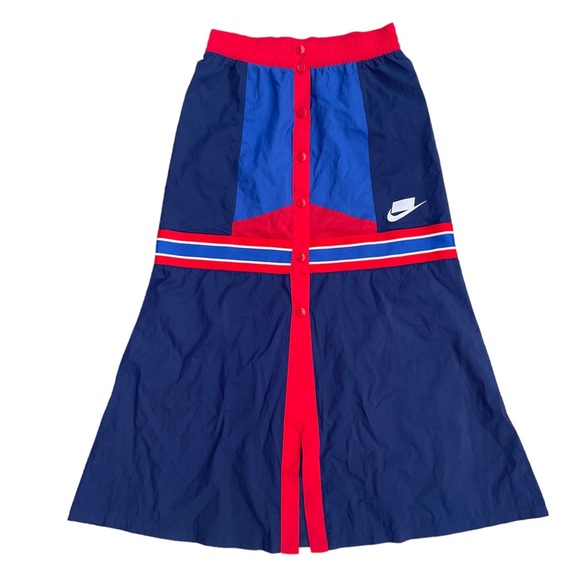 Nike Sportswear Skirt Blue Void Color Block Midi Women's Sz S Streetwear - Picture 2 of 7
